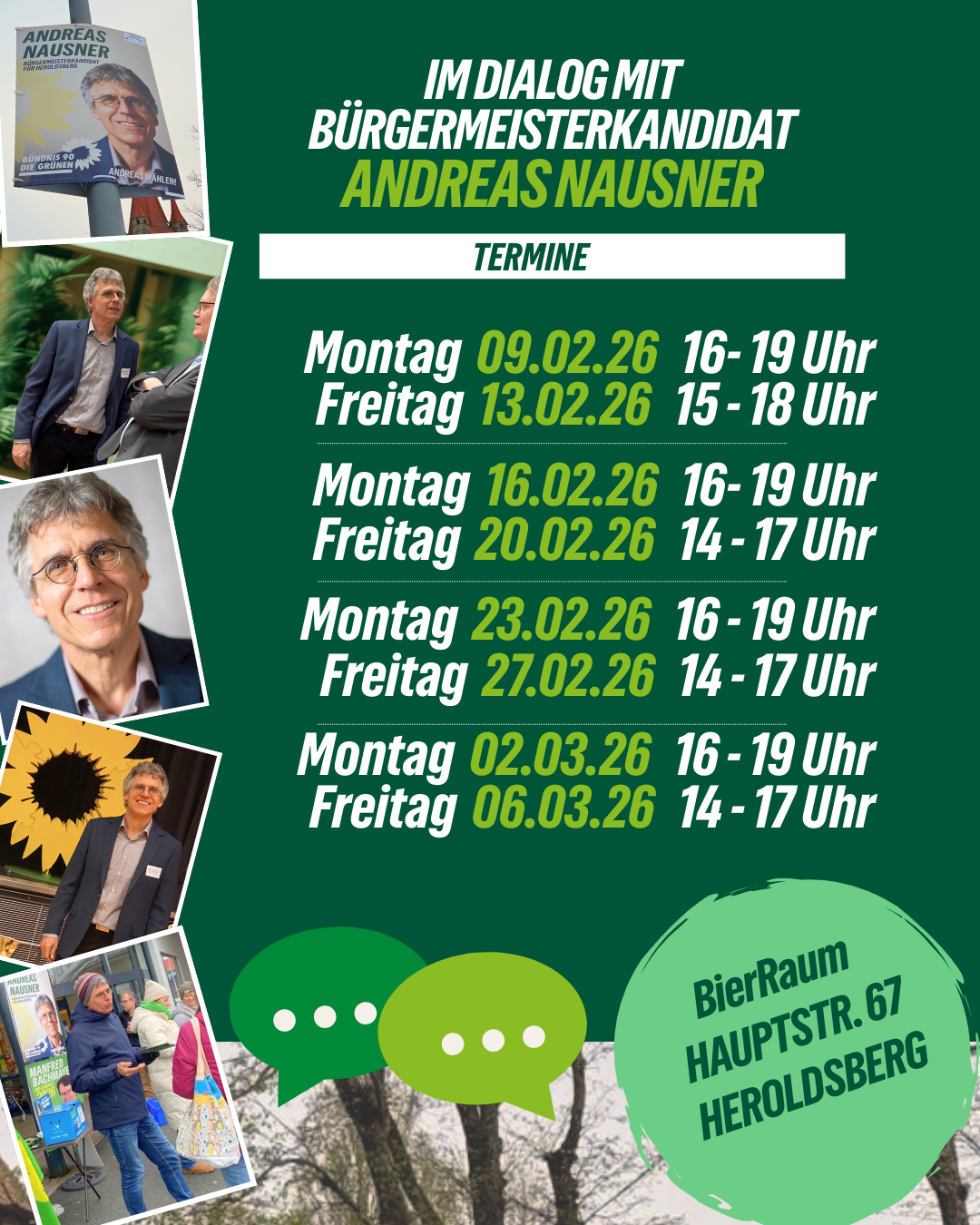 Termine für Bürgerdialog mit Bürgermeisterkandidat Andreas Nausner im BierRaum