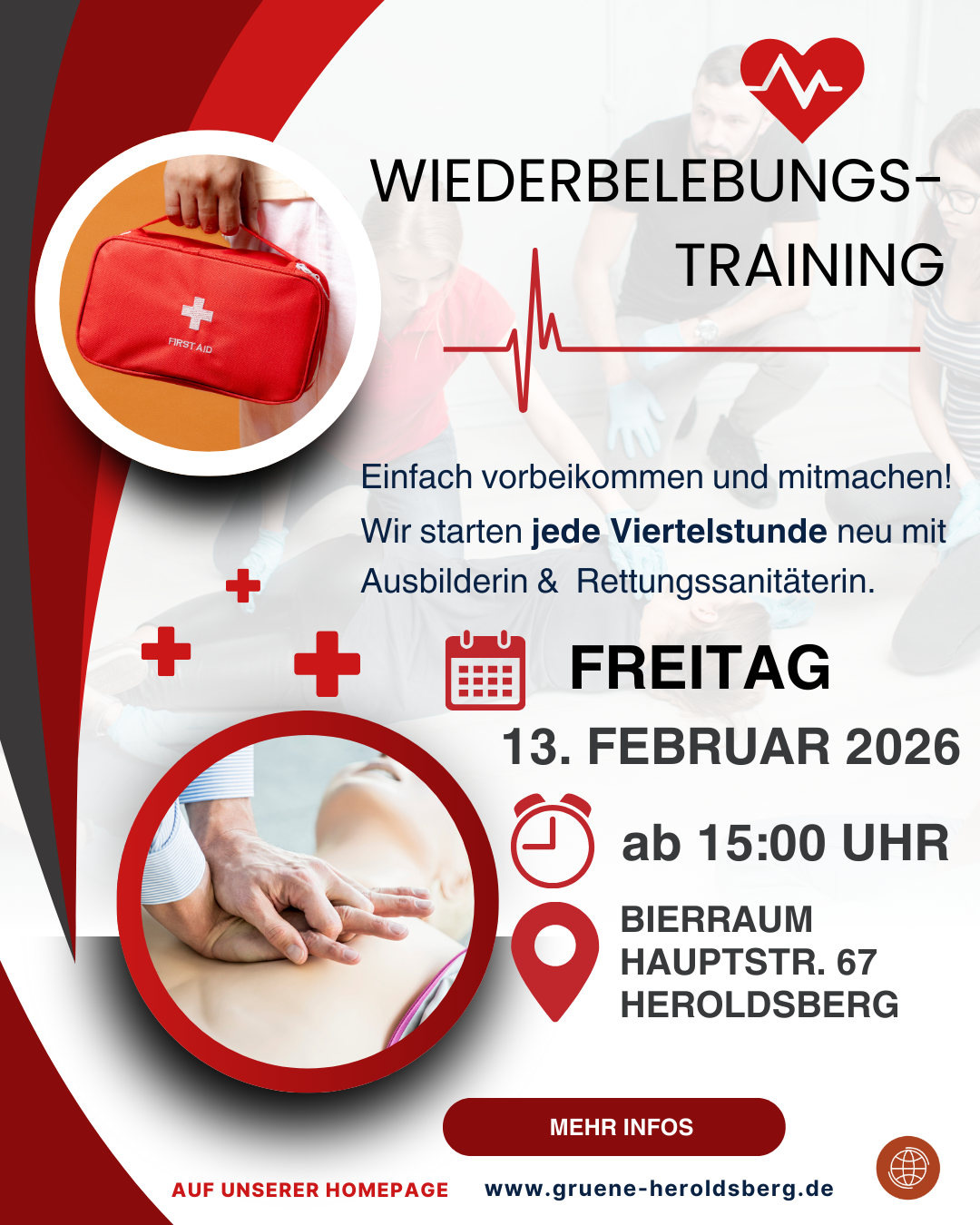 Wiederbelebungstraining am Freitag 13.02.2026 ab 15 Uhr